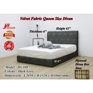 Yi Success Velvet Fabric Queen Divan Bed Frame / Plywood Divan Box / Plywood Divan Bed Base / Katil 