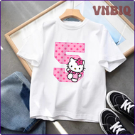 เสื้อยืด VNBIQ D'anniversaire Hello Kitty Pour Bébé Fille,En Coton,À Manches Courtes,Avec Chat Kawaii,In Dessé,Vêtements Tout-Petits BVNEA