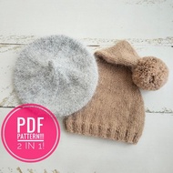 PDF！新生兒編織貝雷帽和睡帽圖案/帽子教學。新生兒道具