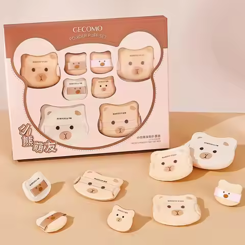 GECOMO powder puff set Wet & Dry Use Sponge Mini Fingertip Puff Soft Bouncy Air Cushion Flawless Bas