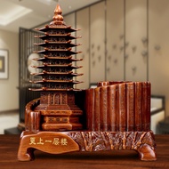Pemegang Pen Menara Maju Gaya Cina Pembukaan Kraf Resin Hadiah Perniagaan Hadiah Hari Guru Borong