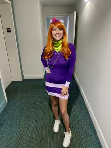 Daphne Costume Adult Women Halloween Costume Dresses Cosplay Outfits Long Sleeve Bodycon Purple Dres