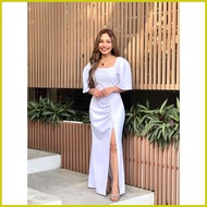 ✿ ▟ ◴ Plus Size Carnation Dress - Elegant Formal Dress for Ninang, Wedding, Graduation Split Hem Dr
