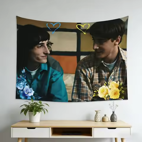 Byler Floral Heart Dorm Wall Hanging Tapestry Reusable Durable High Quality Multi-Size Flat Print De