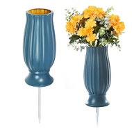 ZS Cemetery Vases with Metal Spikes for Headstones Memorial Flowers Arrangement