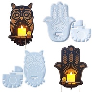 DIY Crystal Epoxy Resin Mold Owl Fatima Hand Wall Hanging Candle Holder Silicone Mold