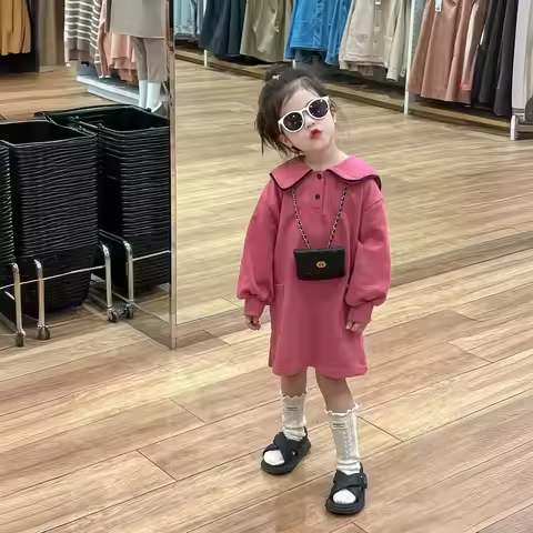 Korean Children's Clothing for Girls in Spring, Sweet and Cute Big Butterfly Back and A Pink Rose Co