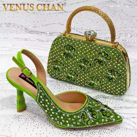 Festive Elegance: Spot Goods Dazzling Heels and Chic Long Bag Clutch Perfect Combination Of Shoes An