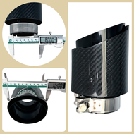 1 ชิ้น Universal รถคาร์บอนไฟเบอร์คอหางสแตนเลส Silencer Bright Black Twill Glossy Muffler ท่อไอเสียหั