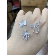 Accessories for 4-leaf clover, butterfly, bow, real flowers mixed to make real silver bracelets NGOC