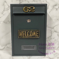 [Grocery King] Handmade Boutique Brushed Gold WELCOME Mailbox Including House Number/Mailbox 5 Color
