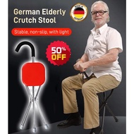 🌹SG High Quality🌹Folding Portable German walking stick with seat Elderly Walking Stool Mountaineering Outdoor Walking Stool Stainless Outdoor Walking Chair