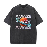 Project Hail Mary Amaze Amaze Amaze Vintage Washed T-Shirt, 100% Cotton Space Planet Graphic Short S