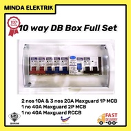 DB Box 10 way (Full Set) Maxguard 1P MCB 10A -20A Distribution board [Customize service available] S