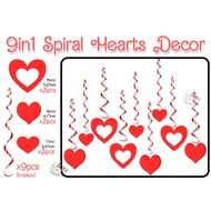 9pc Spiral Hearts Decoration Hanging Banner Valentine's Mother's Day Backdrop Banner