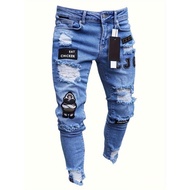 2025New Cross-Border Dropshipping Men's Cuffed Slim Fit Jeans Casual Versatile Street Style