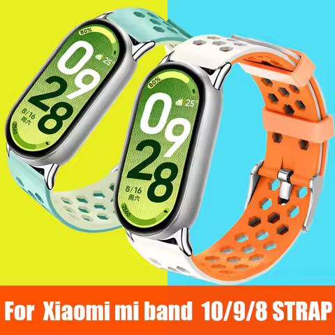 Silicone Strap For Xiaomi Band 10 9 8 strap mi band 10 Strap Band two-tone band Replace correa band 