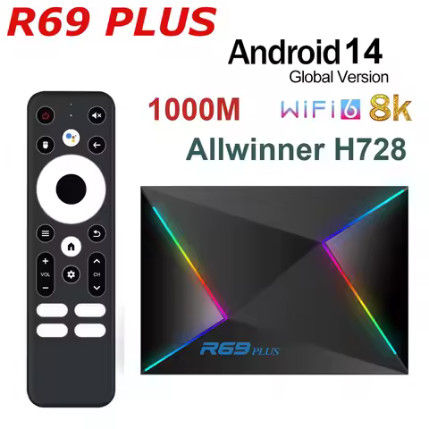 R69 PLUS Android 14 TV Box Allwinner H728 4GB 64GB 4K 8K Video Decoding BT5.X BT 5G Wifi6 1000M LAN 