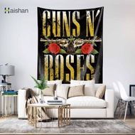 （hai shan)Guns N Roses Band Logo Wall Tapestry Polyester Tapestries Bedroom Wall Hanging Tapestry Home Decoration