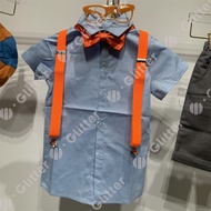 English Teacher Blippi Costume for Kids Boy Shirt Suspenders Shorts Glasses Hat Terno OOTD Cosplay H