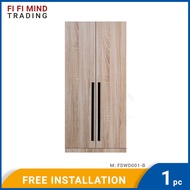 Minimialist 2 Door Wooden Wardrobe with Hanging Rod/ Almari Baju Kayu 2 Pintu/ Almari Pakaian/ Almari Kayu