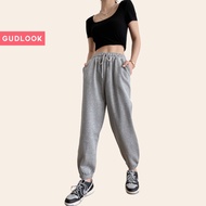 Quần nỉ Nữ Jogger GUDLOOK Bo Gấu Nỉ Da Cá Dáng Thẻ Thao