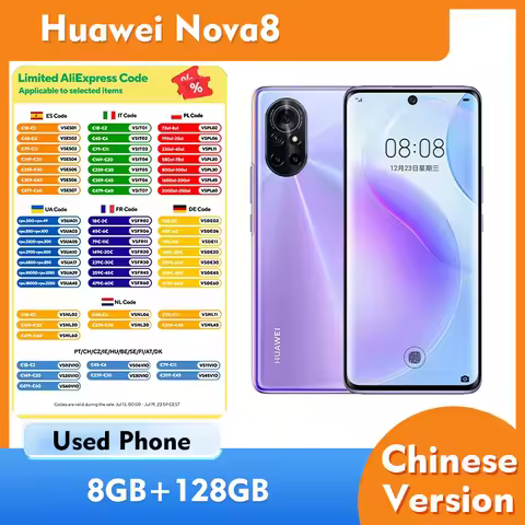 Huawei Nova8 5g Smartphone Android Screen 6.57 inches 2340x1080px 3800mAh Used Phone