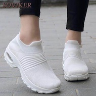 Sovikerรองเท้าผ้าใบสำหรับผู้หญิงผู้หญิงถักถุงเท้ารองเท้าผู้หญิงเบาะลมรองเท้าวิ่งหญิงตาข่ายแบนรองเท้า