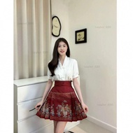 Taoyuan Shipping Antique Hanfu Horse Skirt Mid-Length Skirt Chinese Style Chinese Style Women's Skir