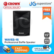 Crown Waves 950W 15" 2-Way Passive Baffle Speaker with Max 4-8 Ohms Impedance, 20Hz-20kHz Frequency Response, 99dB Sensitivity Level | WAVES-15 | JG Superstore