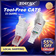 ZoeRax Tool-Free RJ45 CAT6 Connector | Ethernet Termination 23-26AWG Cable Internet Plug