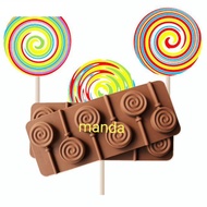 Cetakan silikon coklat permen lolipop bulat bundar
