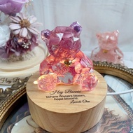 永生花漾幾何熊熊造型LED小夜燈 客製化雕刻燈座