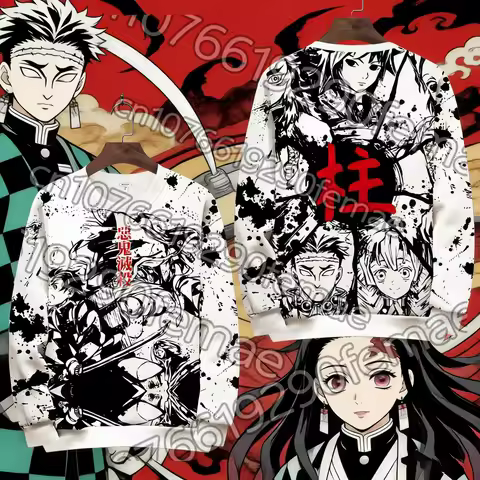 New Kids Anime Sweatshirt with Demon Slayer Print | Perfect for Layering or Solo Wear in Fall Winter