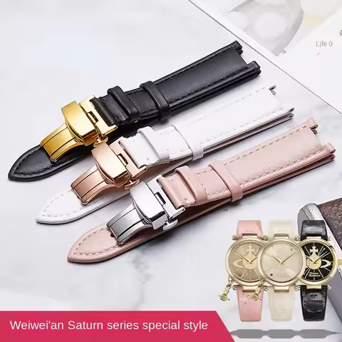 Genuine Leather Watch Strap for Vivienne Westwood Women Women Soft Comfortable Concave Interface Wat