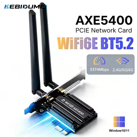 KEBIDUMEI WiFi6E MT7922 AX5400 PCIE Adapter BT 5.2 Tri Band 2.4G/5Ghz/6Ghz 802.11AX Network Card Wir