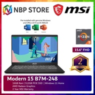 MSI Modern 15 B7M-248 15.6'' FHD Laptop Classic Black ( Ryzen 5 7530U, 16GB, 512GB SSD, ATI, W11, H&amp;S )