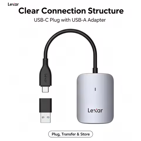 Lexar CFexpress Type A Card Reader Bus Powered USB-C to USB-A Adapter Portable Plug and Play 900MB/s