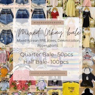 ♞,Mixed Ukay Half Bale | Korean FPB, Ktees, Denim/Cotton zipper shorts | 100pcs