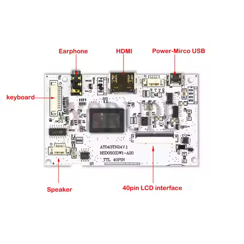 HDMI LVDS Control Board Speaker Earphone for 40pins LCD screen AT043TN24 V.1 480(RGB)×272 HSD050IDW1