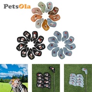 [PETSOLA] 9Pcs Golf Iron Head Covers Set, Fun And Portable  Headcover 4-9, P, A, S, Beginner Protect