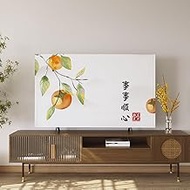 Chinese Lantern Painting TV Dust Cover,32in 55in Wall Mounted LED Curved Screen Anti Slip Cover Cloth Indoor Multipurpose Desktop LCD Screen TV Cover(Size:50/52in(125x75cm),Color:C)