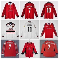 1996-97 98-99 02-03-04 Season Manchester United Retro Long Sleeve Home Away Jersey Football Cantona 