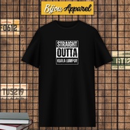 Strait Outta of Klang, Kuala Lumpur, Penang, Perak Unisex S-2XL Black and White Tshirt Premium Cotto