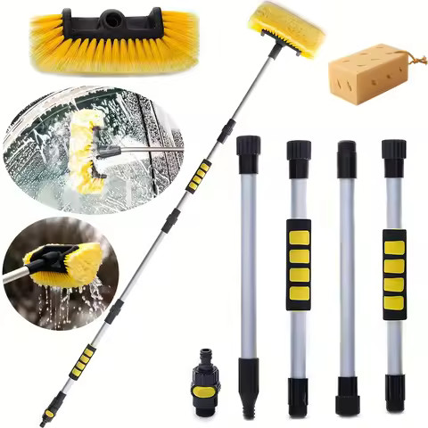 Adjustable Car Wash Brush, On/Off Flow Control Sponge Head, Durable Pp Material Car Wash Brush, with