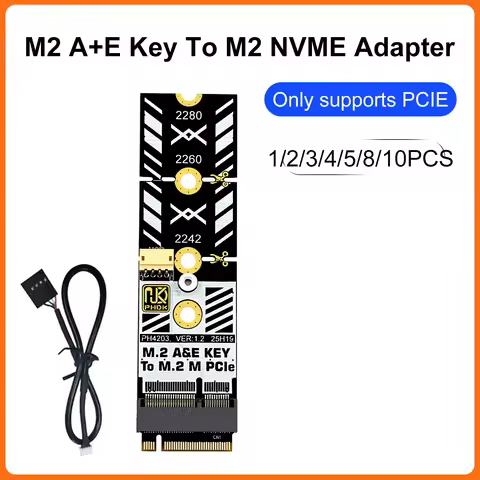M2 A+E Key to M2 NVME Adapter Converter NGFF M.2 NVME Key-M Interface to Key A+E Wireless Adapter Ca