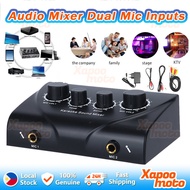 Audio Mixer Amplifier Portable Dual Mic Inputs for Amplifier & Microphone Karaoke Echo Mixer