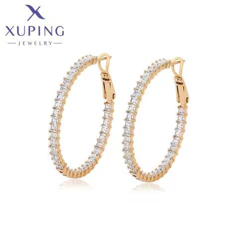 Xuping Jewelry New Arrival Gold Color Hoop Earrings for Women Girls Christmas Gifts X000881925