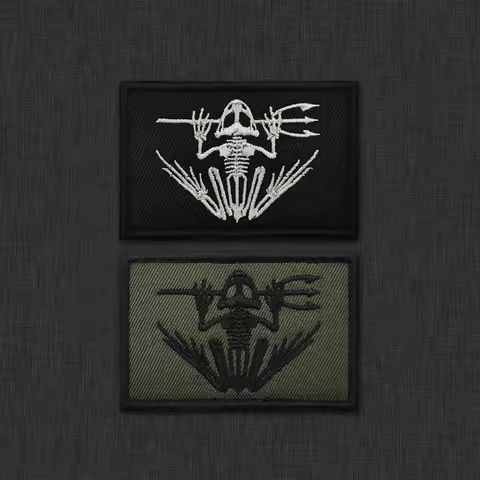 Skeleton Frog Frogman Embroidery Patch Tactical Badge Patches for Clothing Patch Militari Hool&Loop