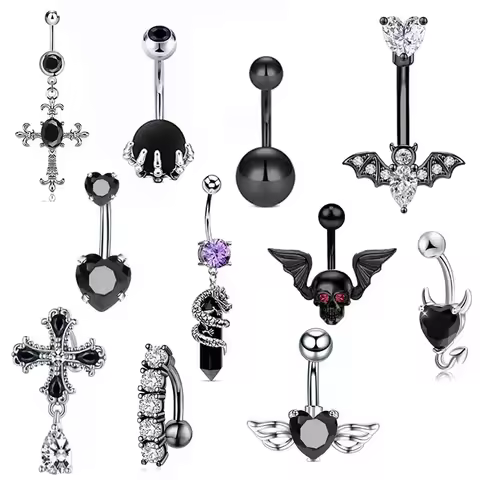 14G Liontin Kristal Baja Tahan Karat Cincin Pusar Seksi Tindik Pusar Ombligo Nombril Cincin Pusar Hi
